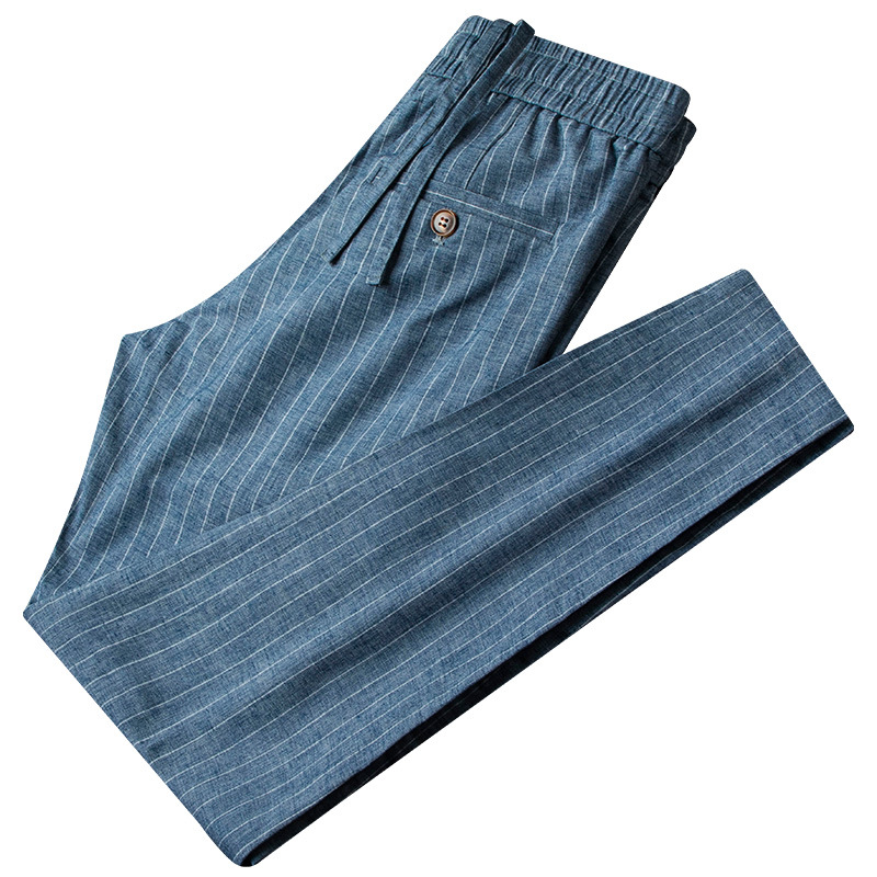 Elegant High-End Cotton Linen Casual Pants for Men Spring Summer Durable Elastic Slim Fit Youth Fashion Trousers - Image 4