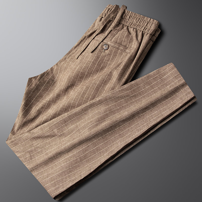 Elegant High-End Cotton Linen Casual Pants for Men Spring Summer Durable Elastic Slim Fit Youth Fashion Trousers - Image 7