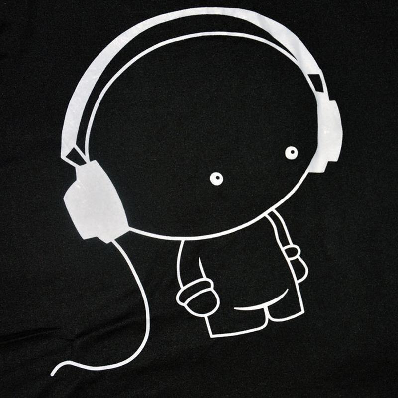 Men Short Sleeve T-Shirt Headphone Man Cartoon Pattern Print T-Shirt Fashion Casual Round Neck Slim Fit Top Male - Image 6
