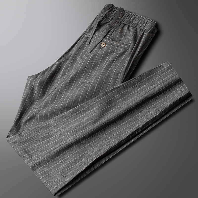 Elegant High-End Cotton Linen Casual Pants for Men Spring Summer Durable Elastic Slim Fit Youth Fashion Trousers - Image 6