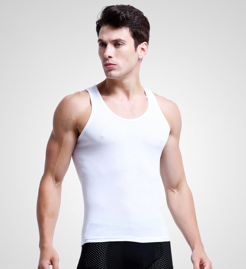Mens Tank Top Cotton Breathable Slim Fit Summer Youth Sports Fitness Hurdle Backing Sweatshirt Tank Top Men - Image 4