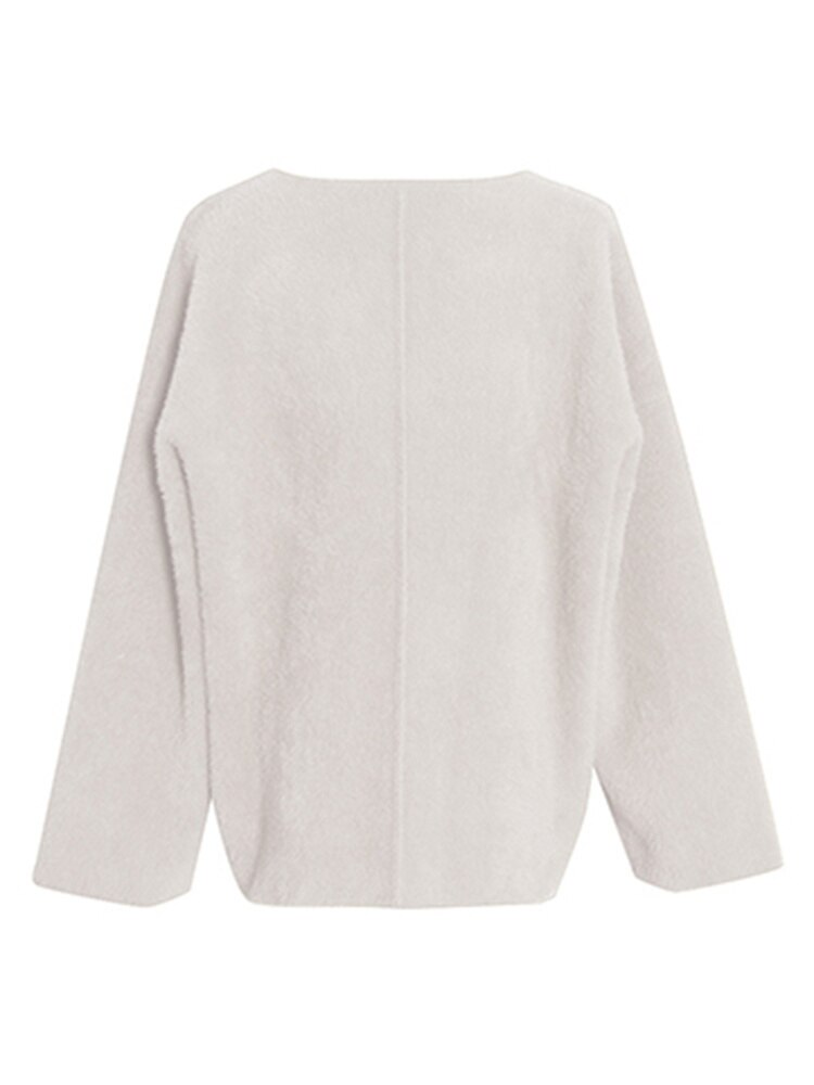 Solid Minimslist Pullover Sweater for Women V Neck Long Sleeve Straight Kintting Sweaters Female Clothing Fashion New - Image 6