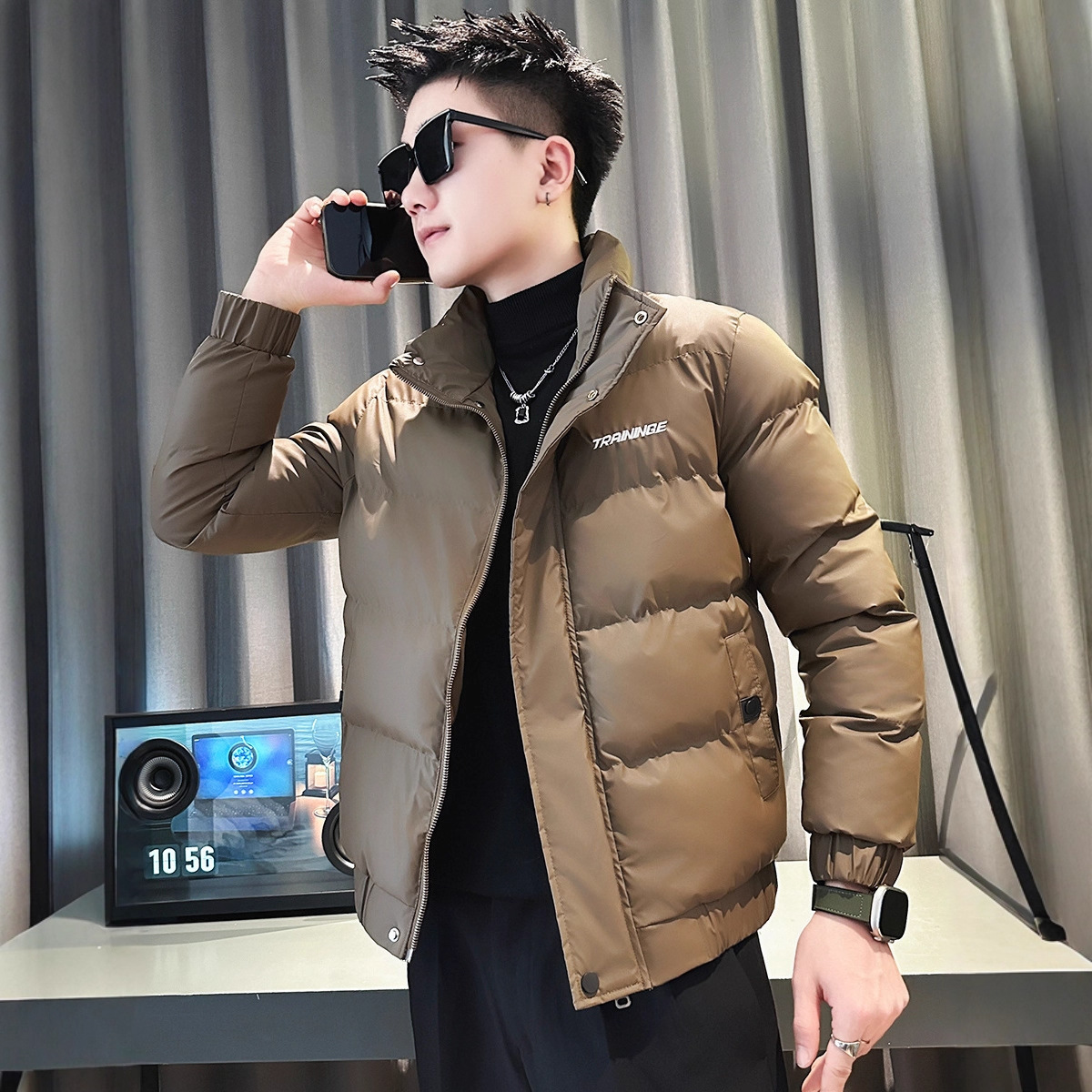Casual Fashion Men's Short Down Trendy Street Style Cotton Coat, High-End Lightweight Outerwear