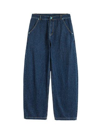 Casual Loose Fit Wide Leg Washed Denim Pants