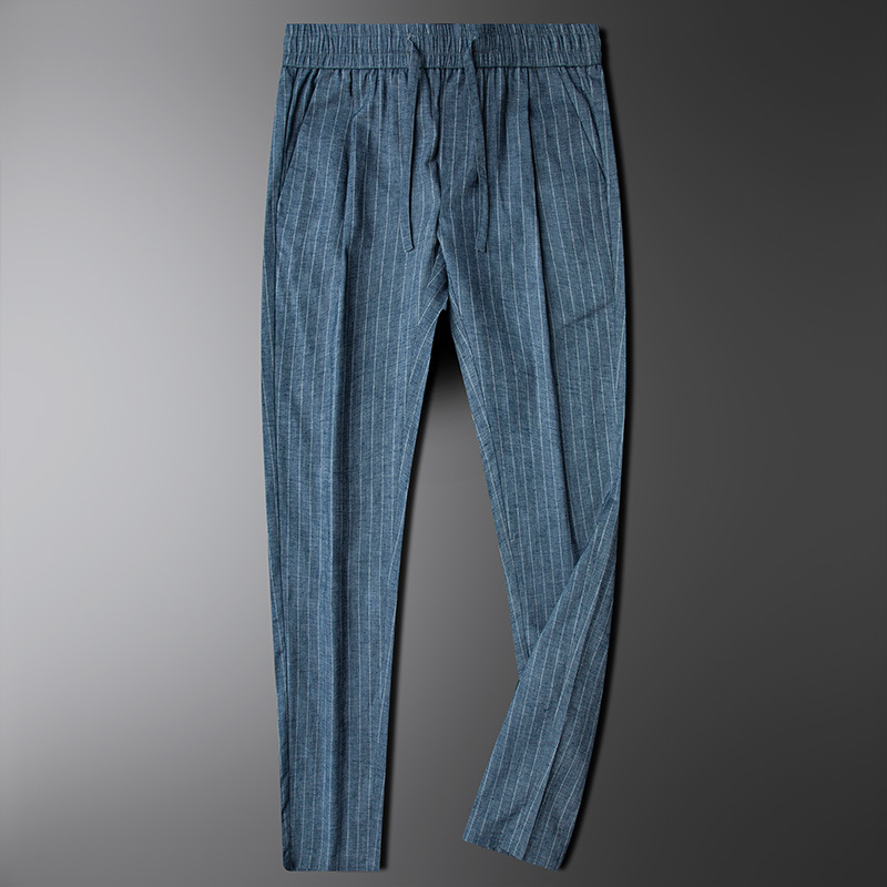 Elegant High-End Cotton Linen Casual Pants for Men Spring Summer Durable Elastic Slim Fit Youth Fashion Trousers - Image 2