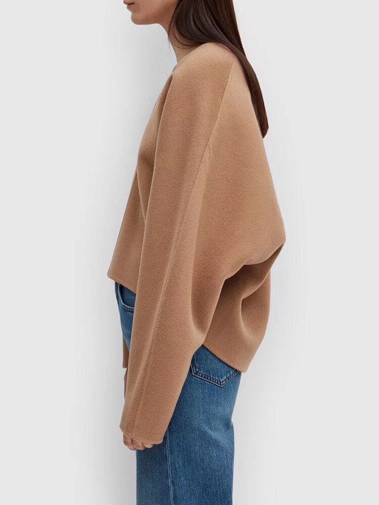 Solid Minimslist Pullover Sweater for Women V Neck Long Sleeve Straight Kintting Sweaters Female Clothing Fashion New - Image 2