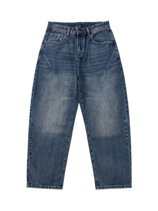 Cat-Scratch Structured Cut Casual Versatile Washed Denim Pants Men