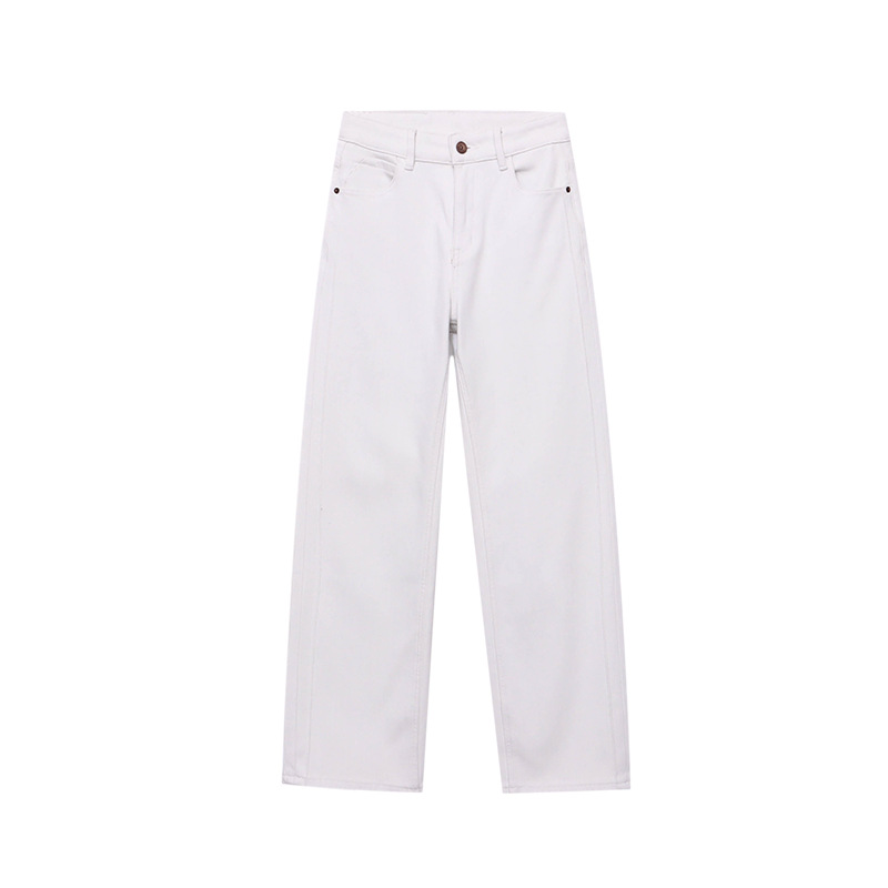 High Waist Slim Straight Leg Fitted Fleece-Lined Jeans for Women - Minimalist Blogger Style Long Leg Look - Image 3