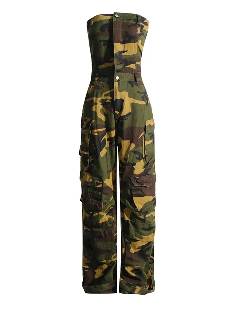 Camouflage Cargo Jumpsuits For Women Starpless Sleeveless High Waist Spliced Pockets Streetwear Jumpsuit Female New - Image 7