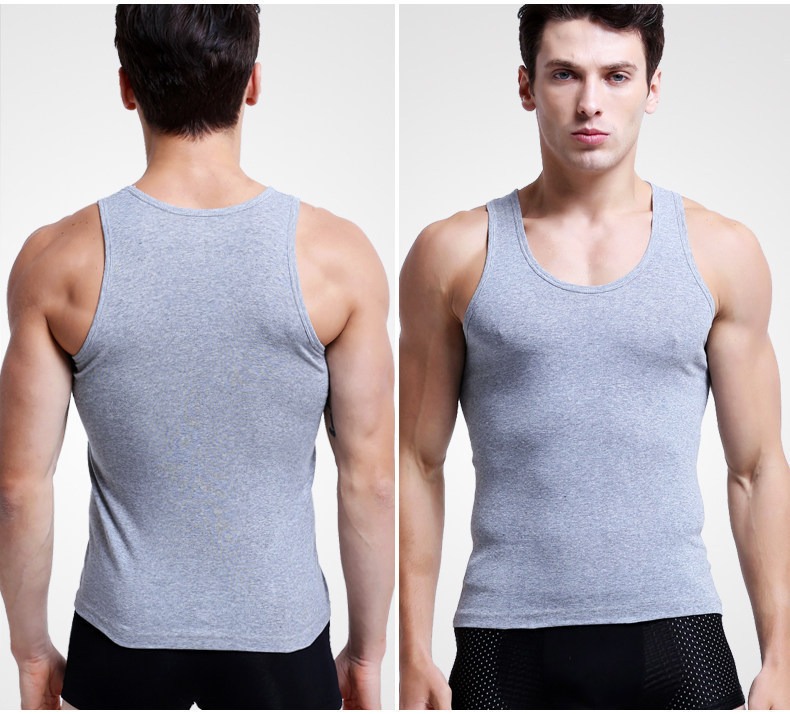 Mens Tank Top Cotton Breathable Slim Fit Summer Youth Sports Fitness Hurdle Backing Sweatshirt Tank Top Men - Image 2