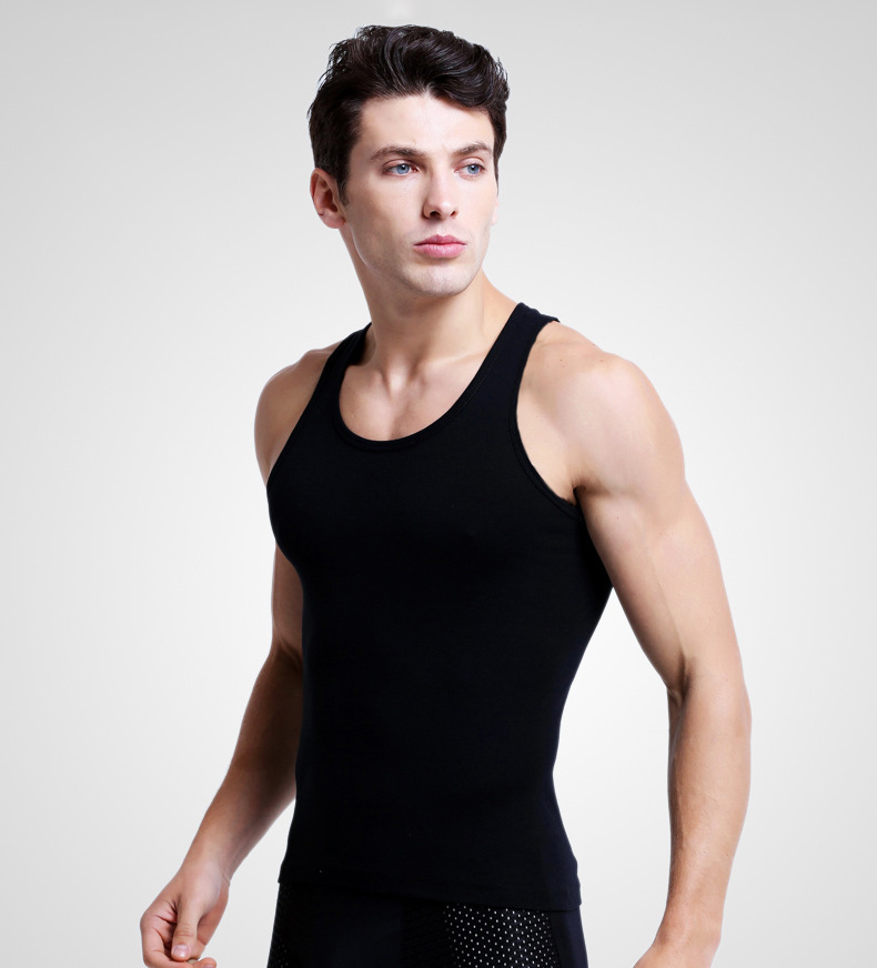 Mens Tank Top Cotton Breathable Slim Fit Summer Youth Sports Fitness Hurdle Backing Sweatshirt Tank Top Men - Image 5