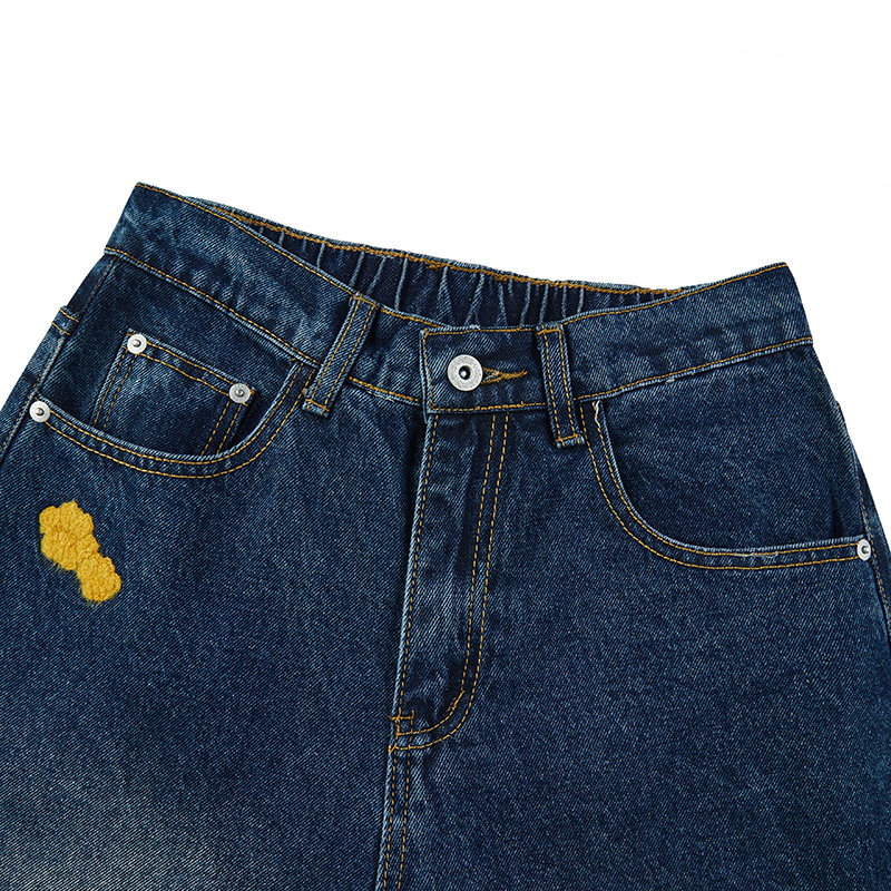 Puppy patchwork embroidered washed denim jeans - Image 3