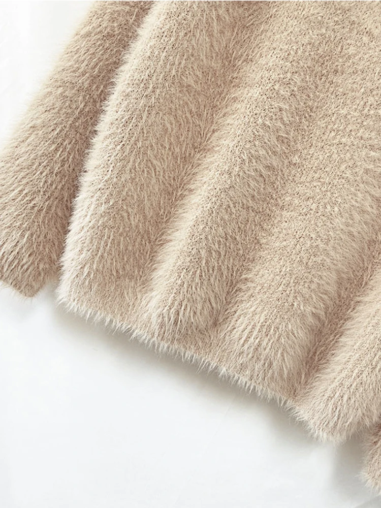 Casual Wool Pullovers For Women Round Neck Long Sleeve Loose Fit Solid Color Versatile Sweater - Image 6