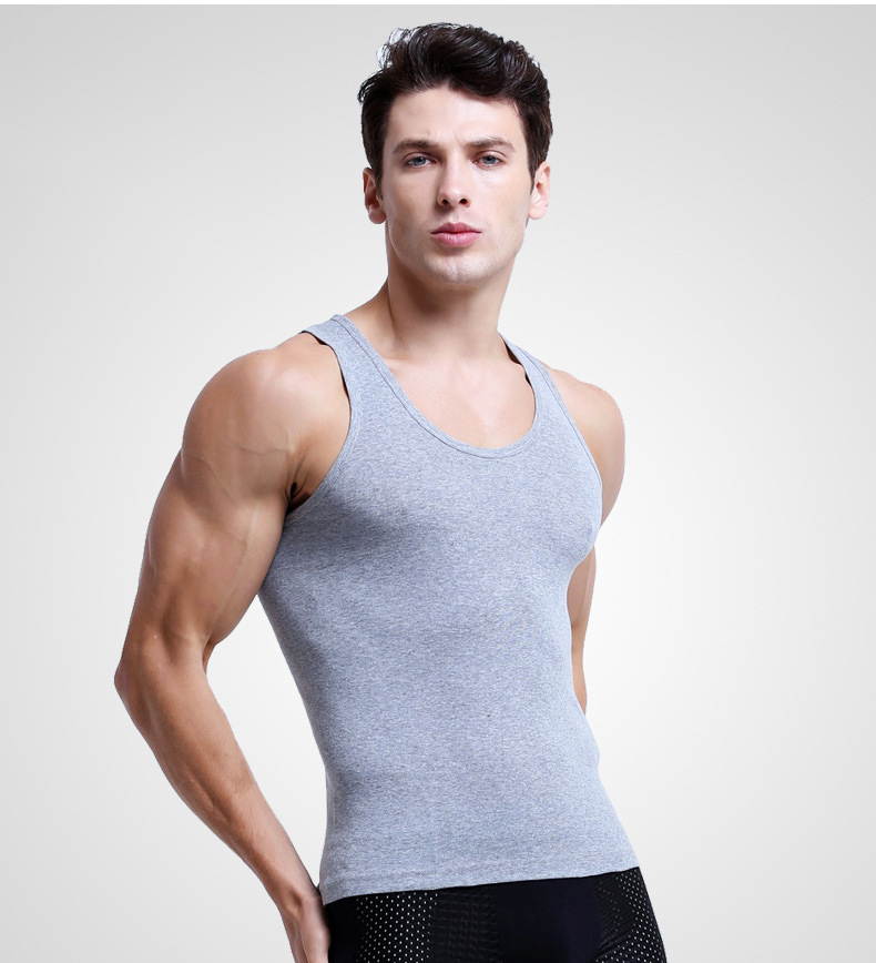 Mens Tank Top Cotton Breathable Slim Fit Summer Youth Sports Fitness Hurdle Backing Sweatshirt Tank Top Men - Image 3