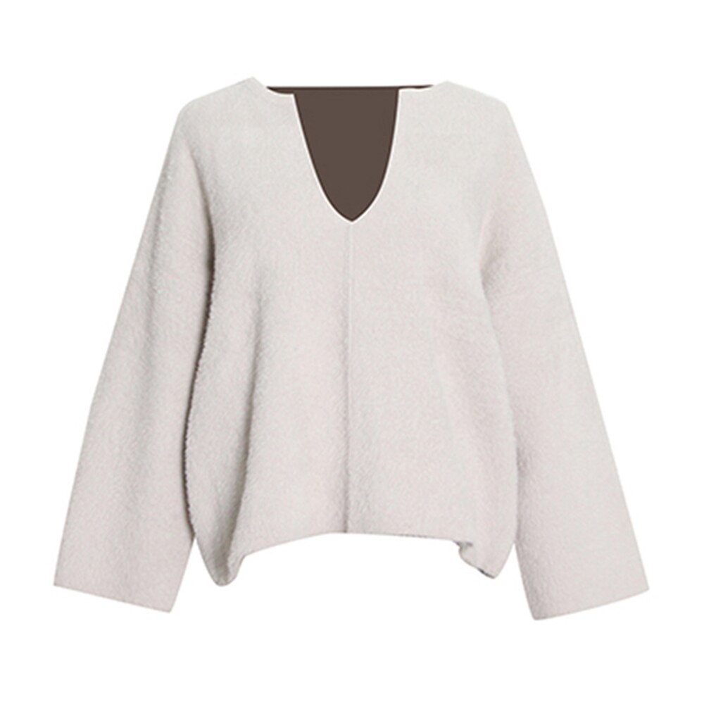 Solid Minimslist Pullover Sweater for Women V Neck Long Sleeve Straight Kintting Sweaters Female Clothing Fashion New - Image 7