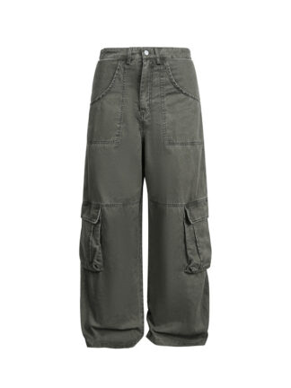 Multi-Pocket Cargo Pants Loose Wide-Leg Casual Trousers