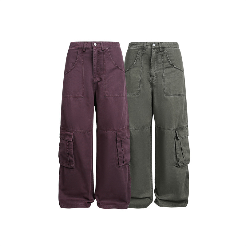 Multi-Pocket Cargo Pants Loose Wide-Leg Casual Trousers - Image 5