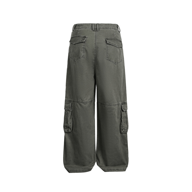 Multi-Pocket Cargo Pants Loose Wide-Leg Casual Trousers - Image 3