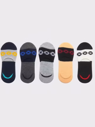 Men Pack of 5 Colourblocked No-Show Socks
