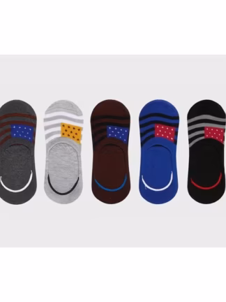 Men Pack of 5 Striped No-Show Socks